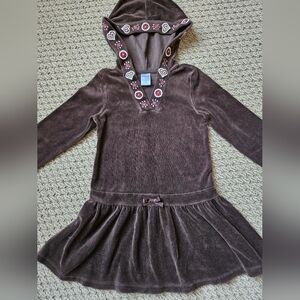 Gymboree Brown Hooded Dress with Embroidery Hearts Valentine's DAY